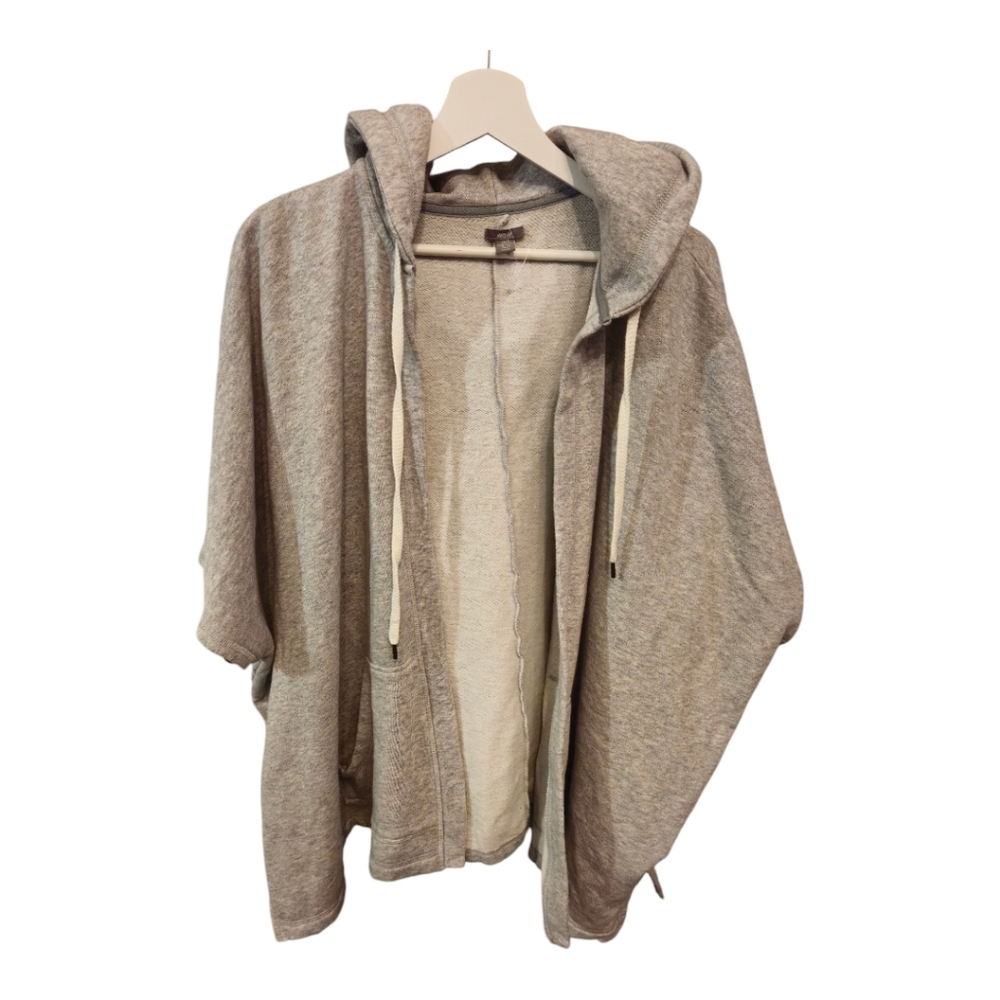 aerie Taupe Hooded Poncho Cardigan